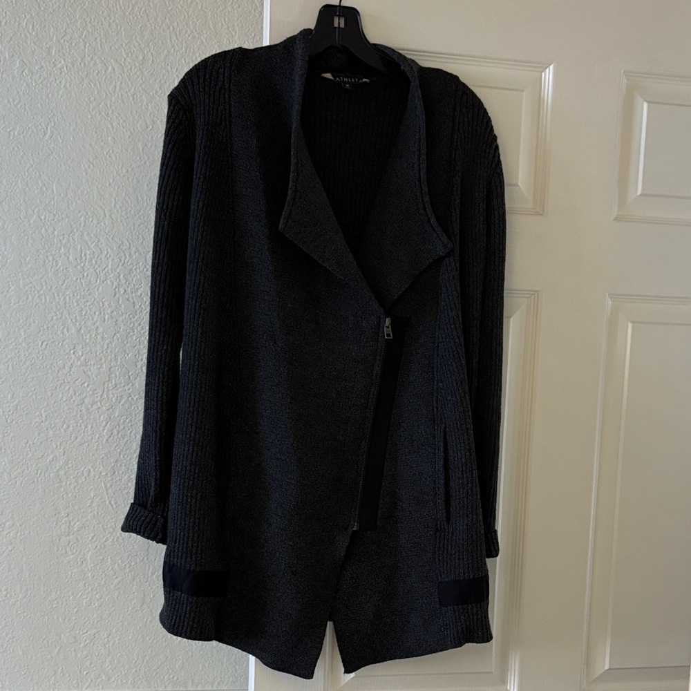Athleta Charcoal Zip-Up Cardigan